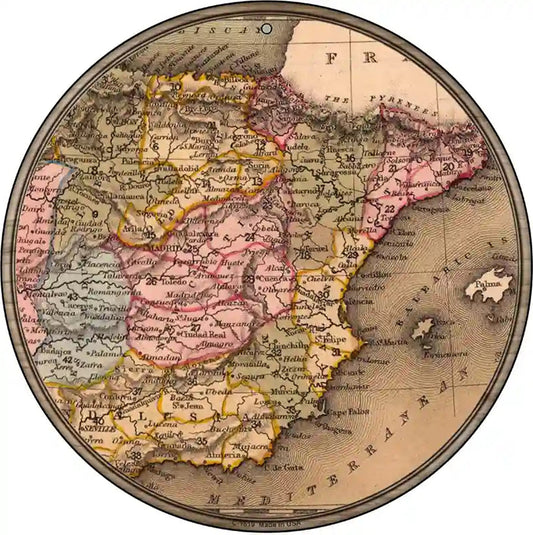 Spain Map Novelty Metal Circle Sign