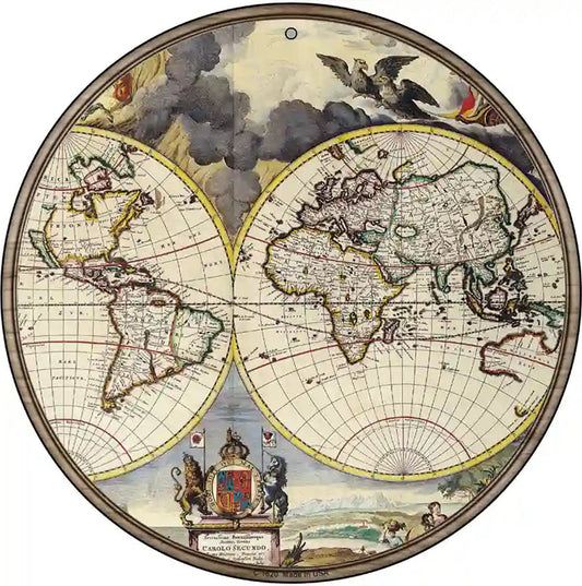 World Map Novelty Metal Circle Sign