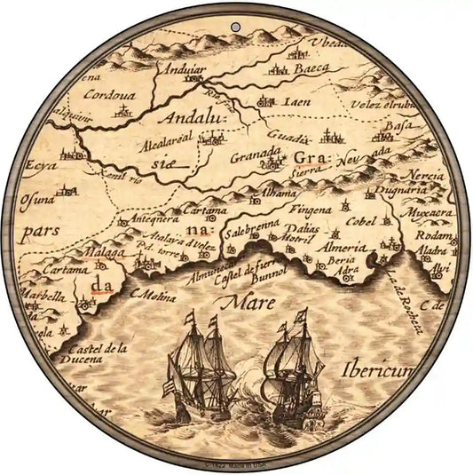 Southern Spain Map Novelty Metal Circle Sign