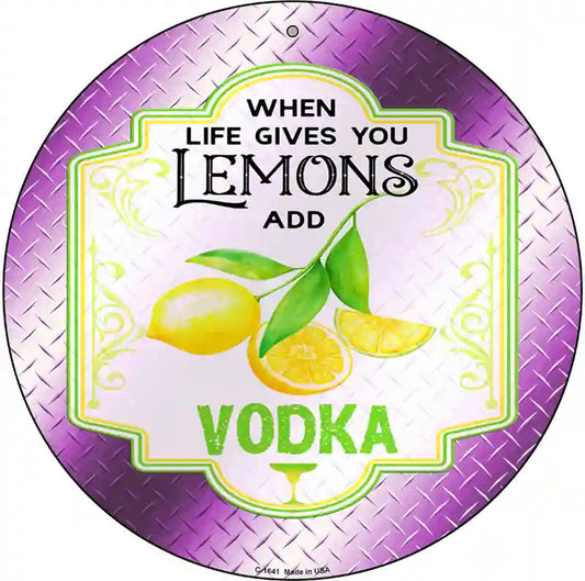 Add Vodka Purple Novelty Metal Circle Sign