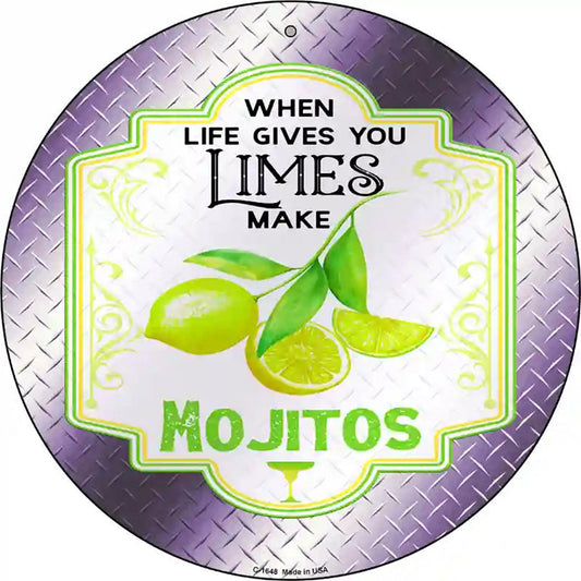 Make Mojitos Purple Novelty Metal Circle Sign