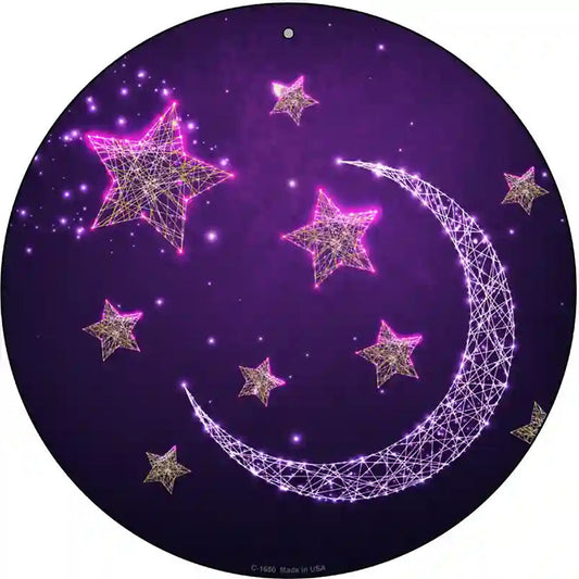 Moon and Stars Novelty Metal Circle Sign