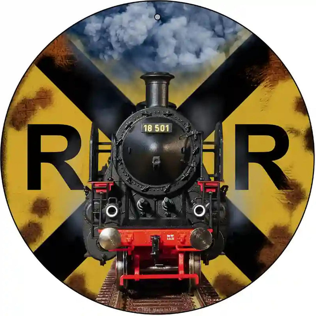 Railroad Crossing Train Novelty Metal Circle Sign