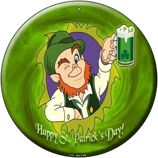 Happy St. Patricks Day Novelty Metal Circular Sign