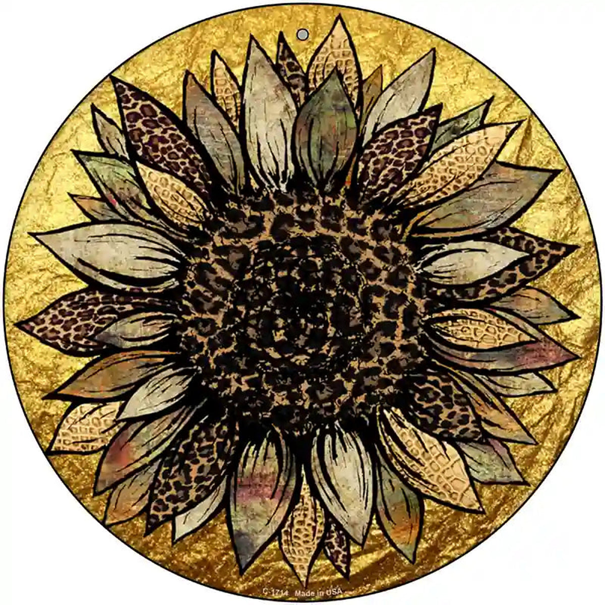 Western Sunflower Novelty Metal Circle Sign