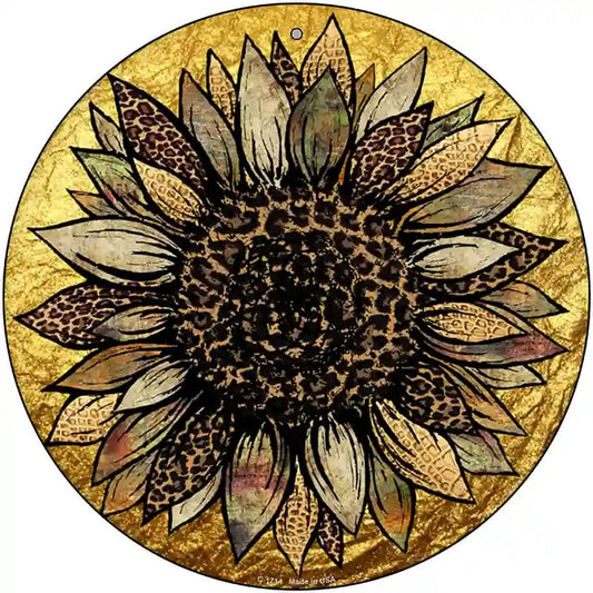 Western Sunflower Novelty Metal Circle Sign