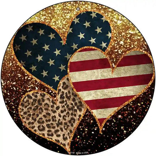 Stars Stripes Animal Print Hearts Novelty Metal Circle Sign