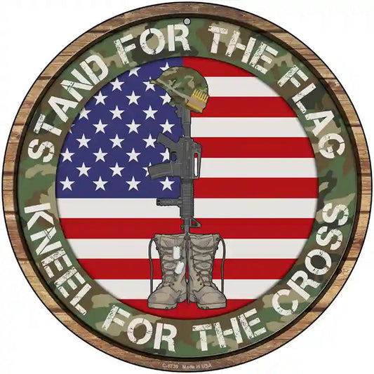 Camo Stand For Flag Novelty Metal Circle Sign
