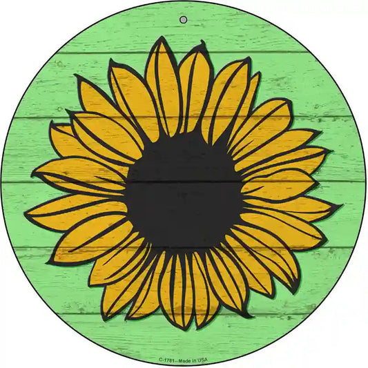 Sunflower Green Background Novelty Metal Circle Sign