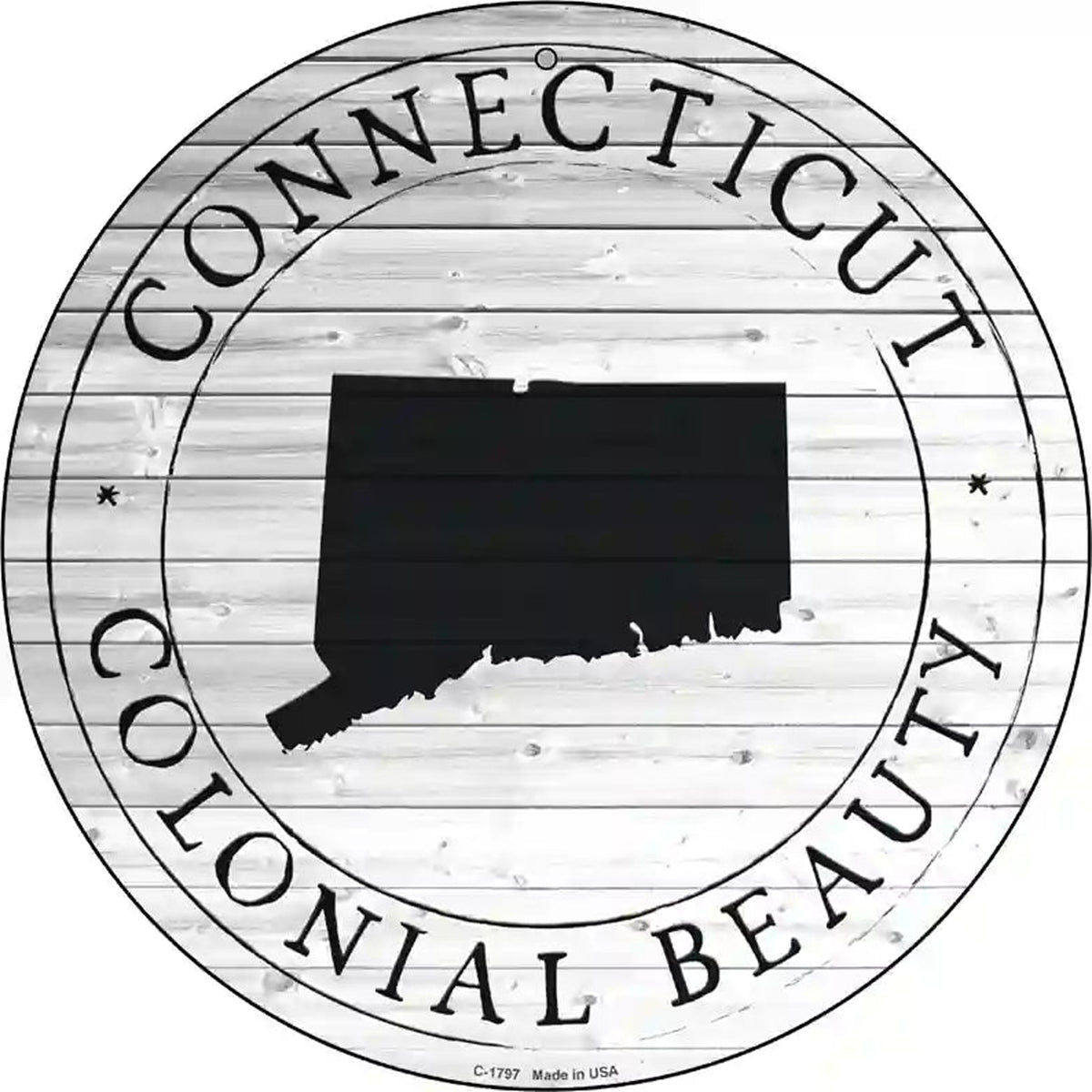 Connecticut Colonial Beauty Novelty Metal Circle Sign