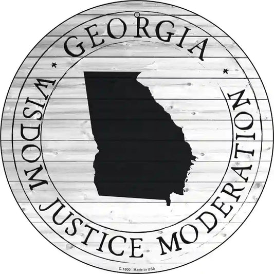 Georgia Wisdom Justice Moderation Novelty Metal Circle Sign