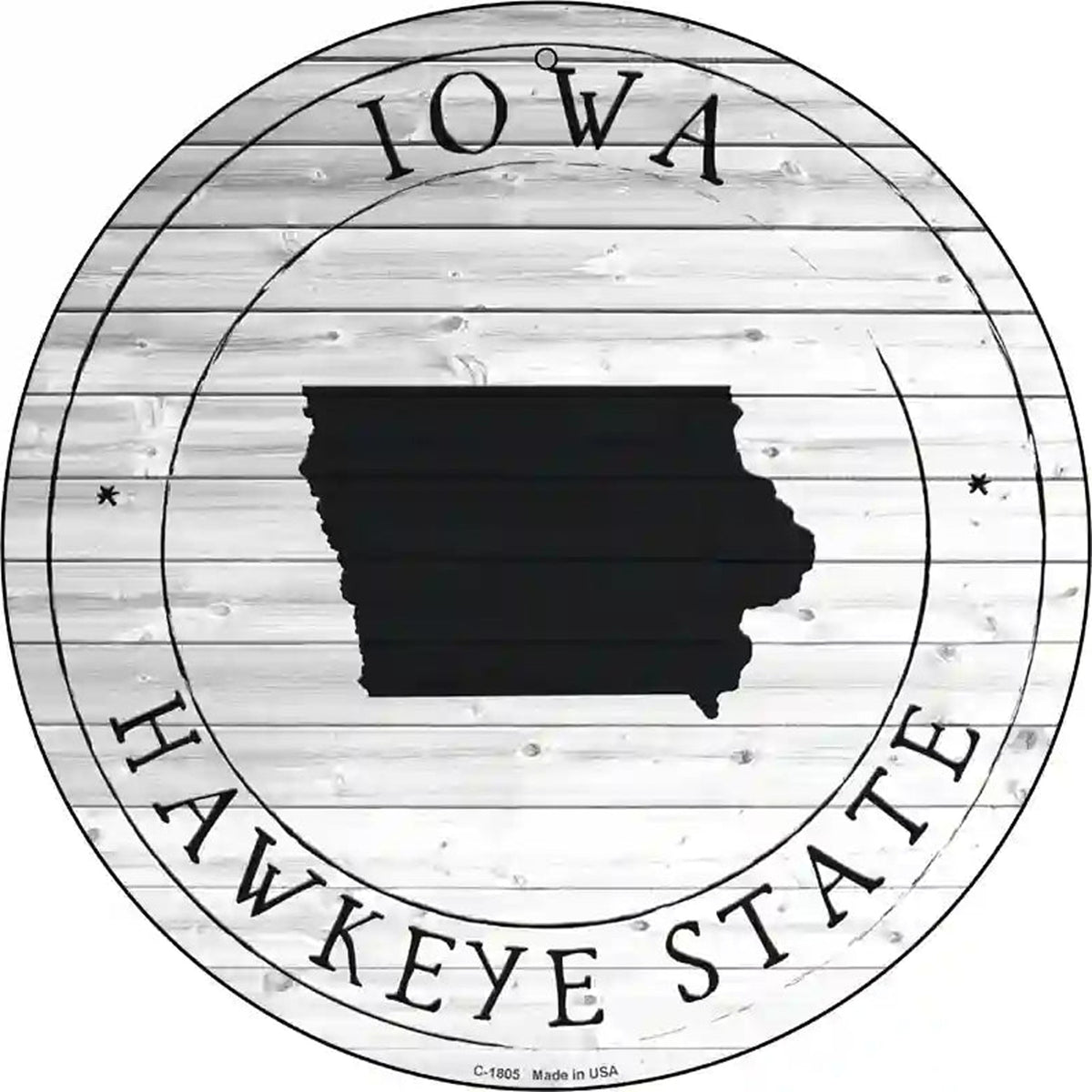 Iowa Hawkeye State Novelty Metal Circle Sign