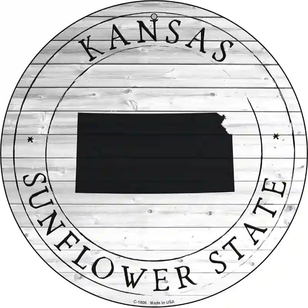 Kansas Sunflower State Novelty Metal Circle Sign