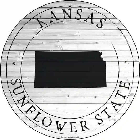 Kansas Sunflower State Novelty Metal Circle Sign