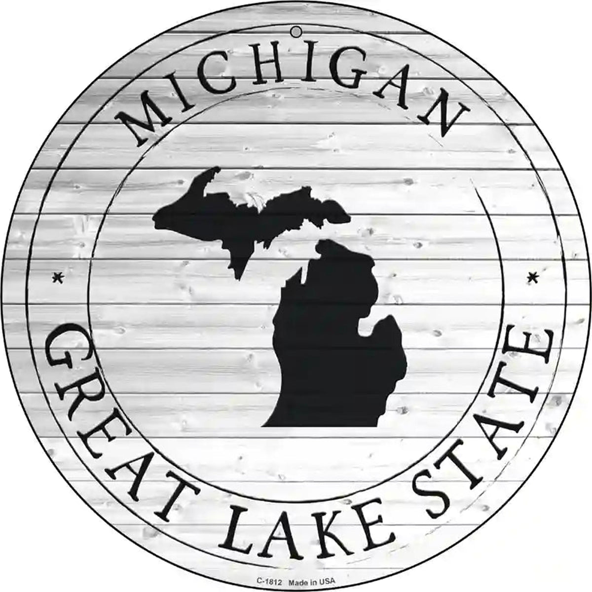 Michigan Great Lake State Novelty Metal Circle Sign