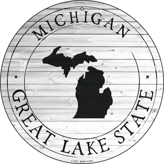 Michigan Great Lake State Novelty Metal Circle Sign