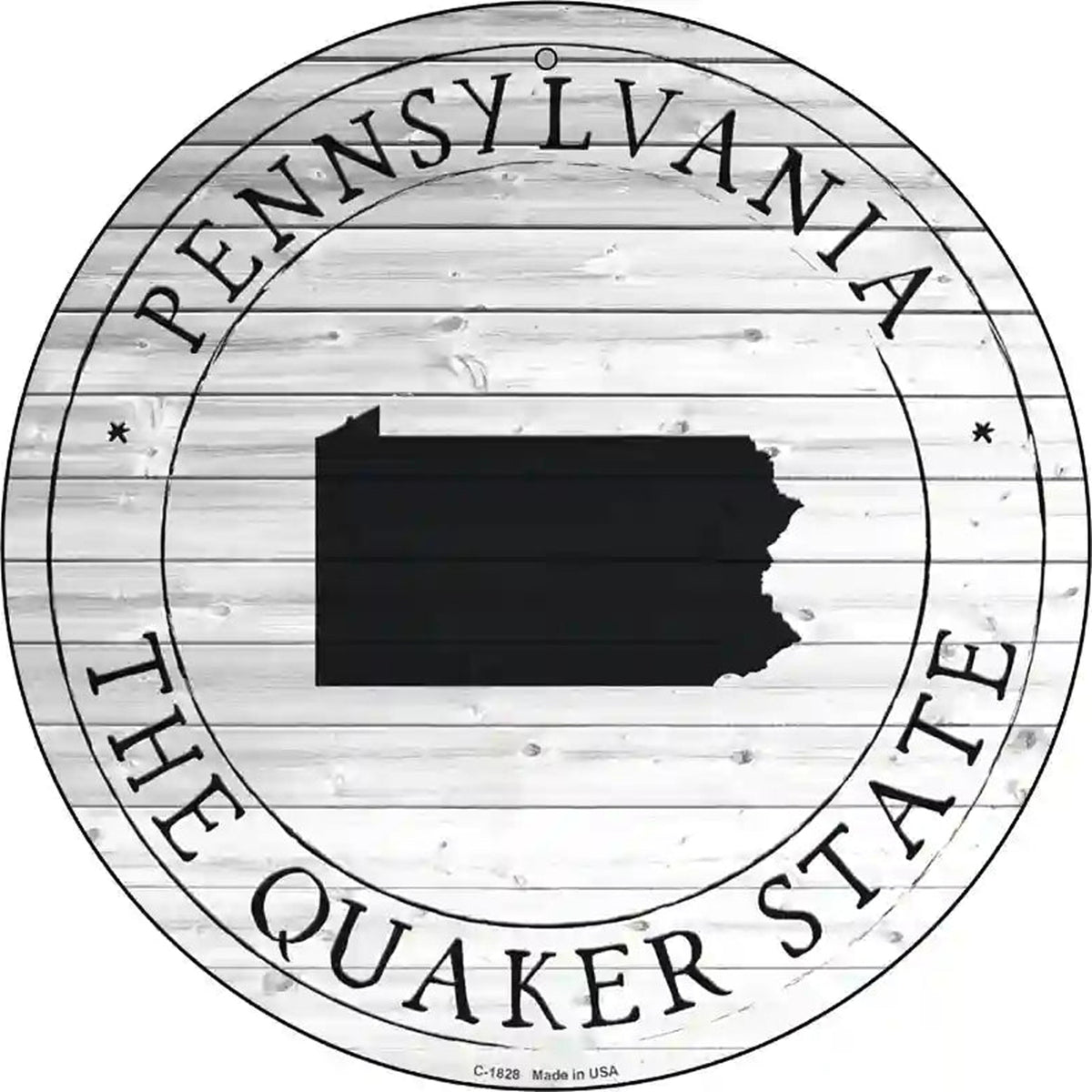 Pennsylvania Quaker State Novelty Metal Circle Sign