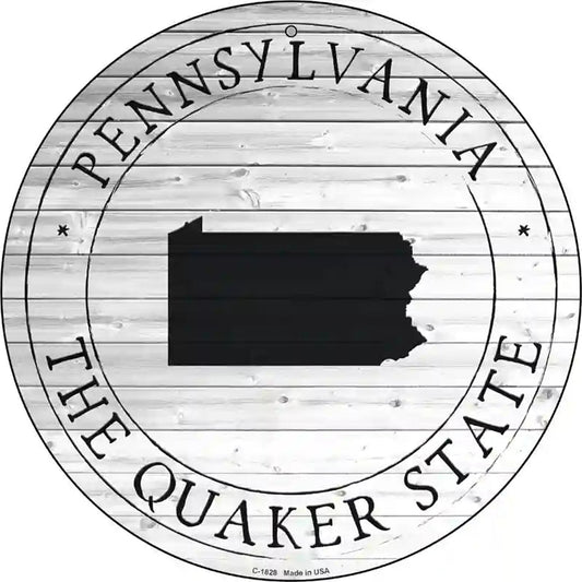 Pennsylvania Quaker State Novelty Metal Circle Sign