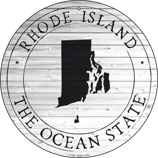 Rhode Island Ocean State Novelty Metal Circle Sign
