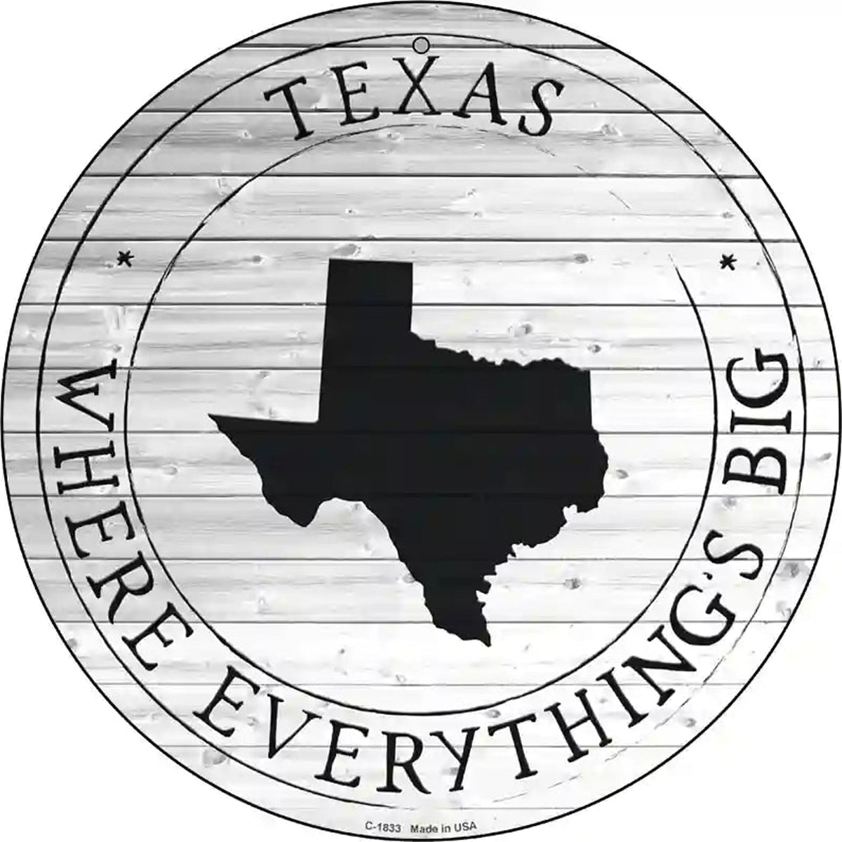Texas Where Everythings Big Novelty Metal Circle Sign