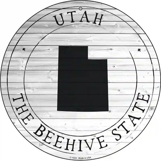 Utah Beehive State Novelty Metal Circle Sign