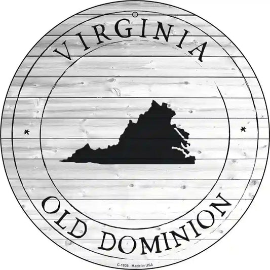 Virginia Old Dominion Novelty Metal Circle Sign