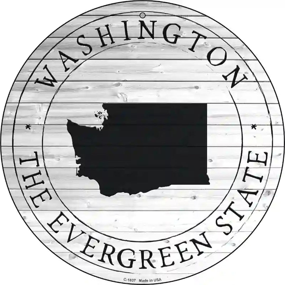 Washington Evergreen State Novelty Metal Circle Sign