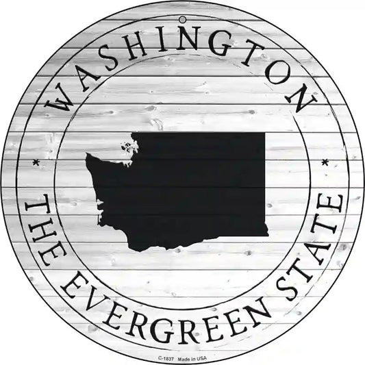 Washington Evergreen State Novelty Metal Circle Sign