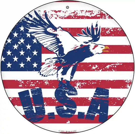 USA Eagle Novelty Metal Circle Sign