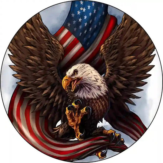 Eagle Claws American Flag Novelty Metal Circle Sign