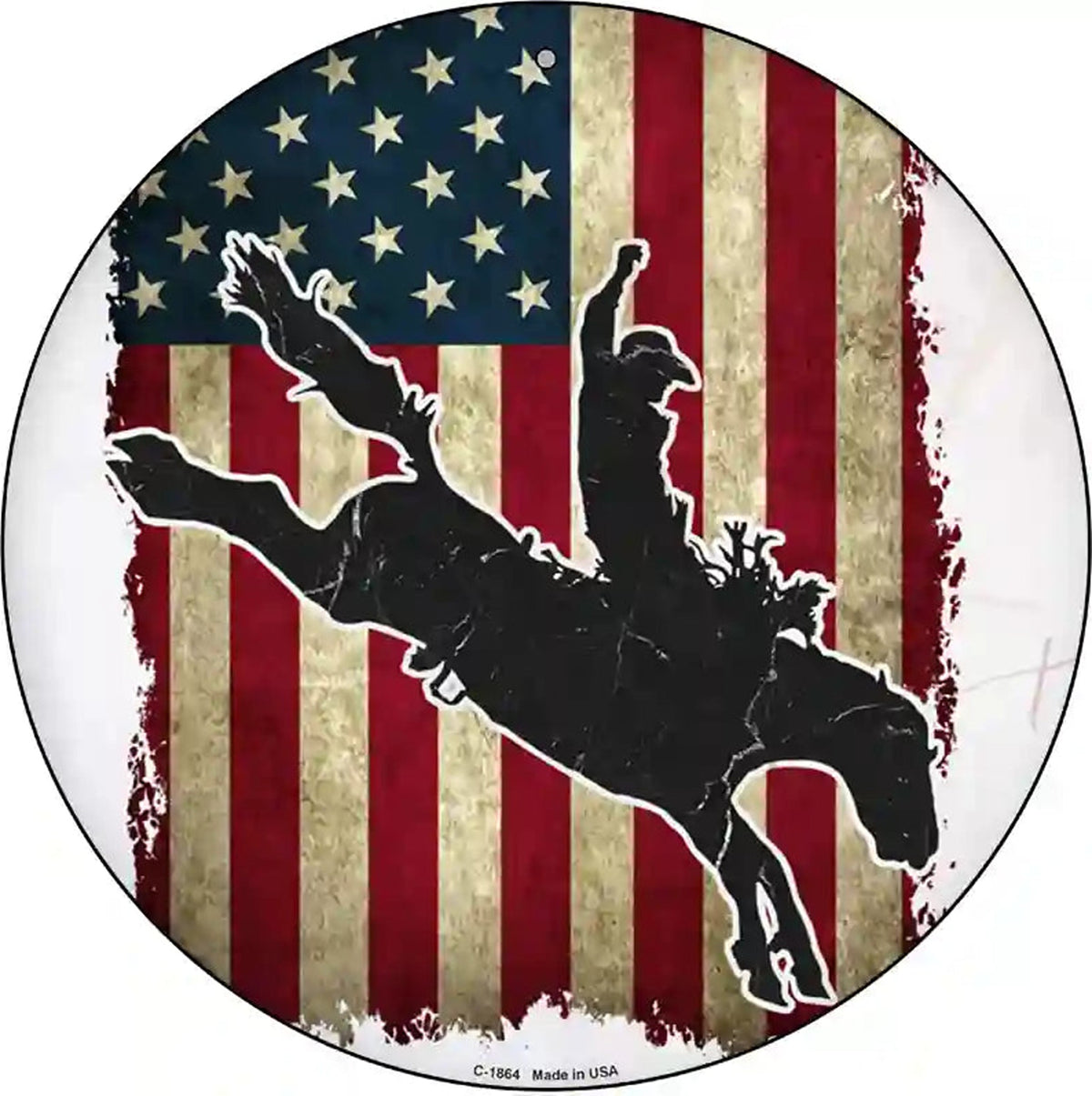 Bronco Rider Novelty Metal Circle Sign