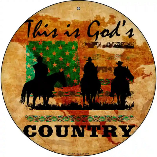 This Is Gods Country Novelty Metal Circle Sign