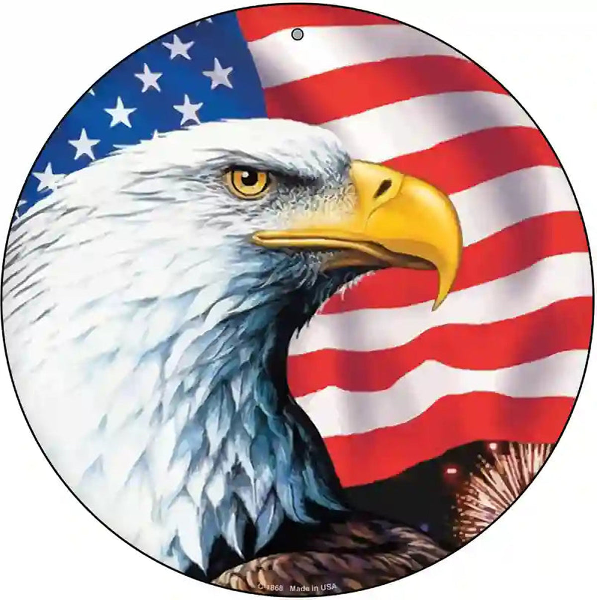 Eagle|American Flag Novelty Metal Circle Sign