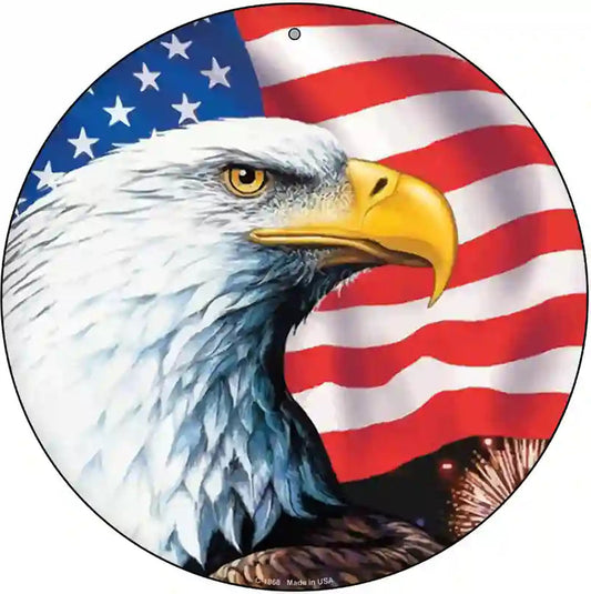 Eagle|American Flag Novelty Metal Circle Sign