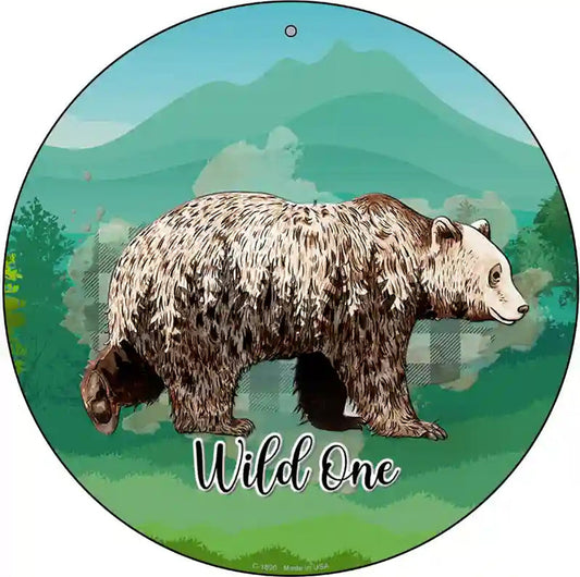 Wild One Bear Novelty Metal Circle Sign