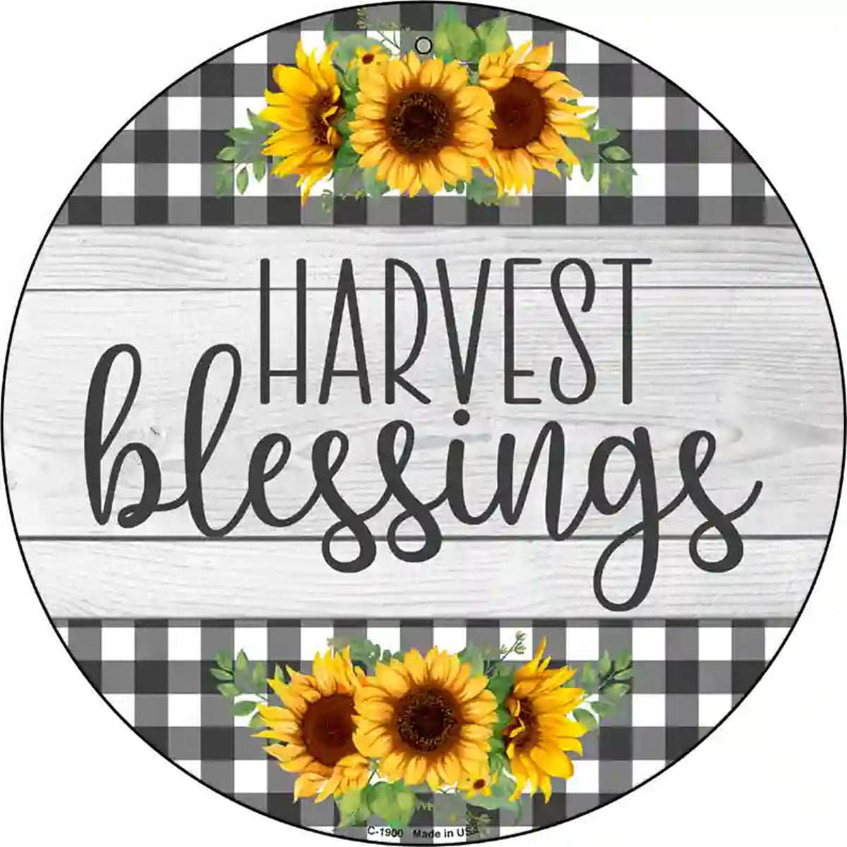 Harvest Blessings Novelty Metal Circle Sign