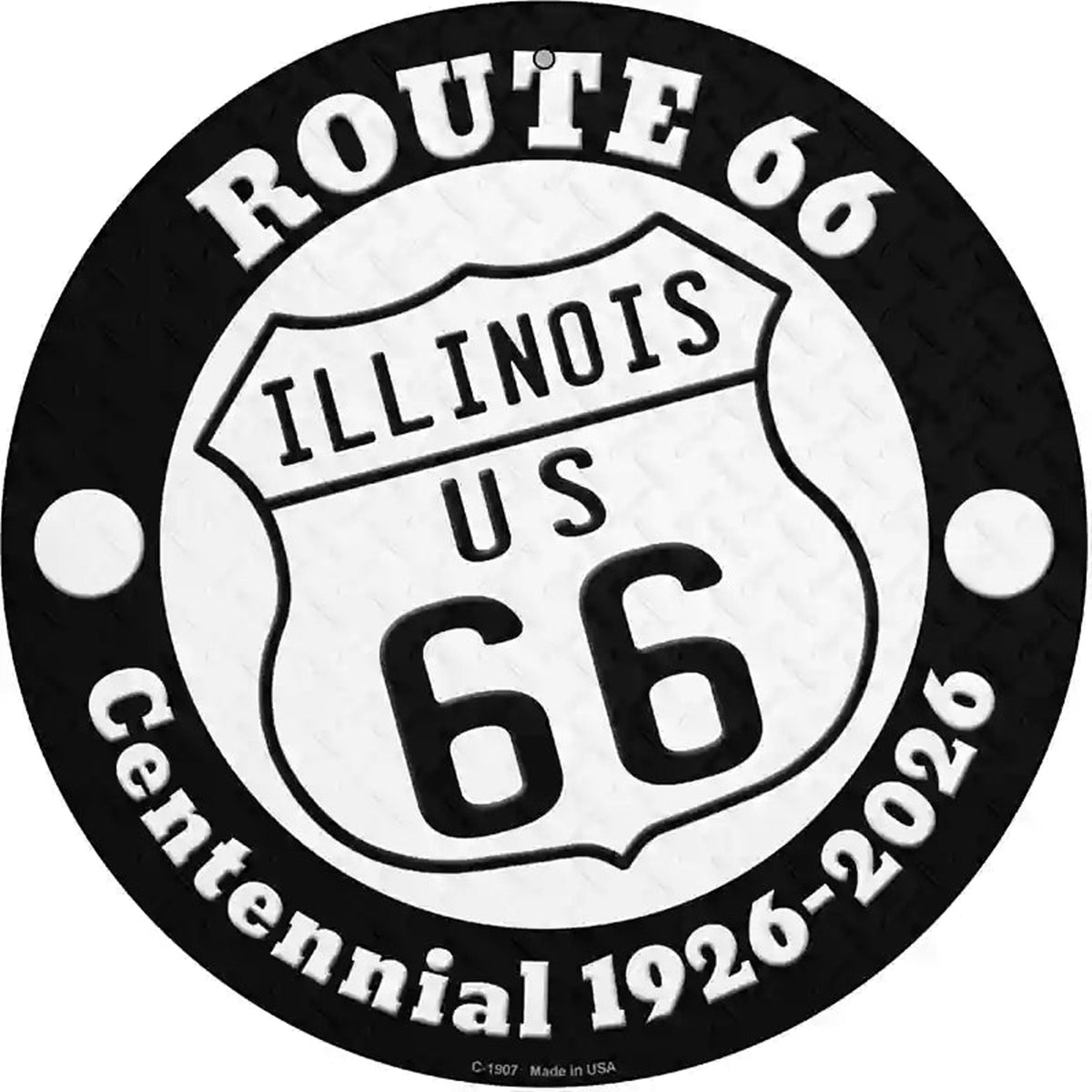 Illinois Route 66 Centennial Novelty Metal Circle Sign