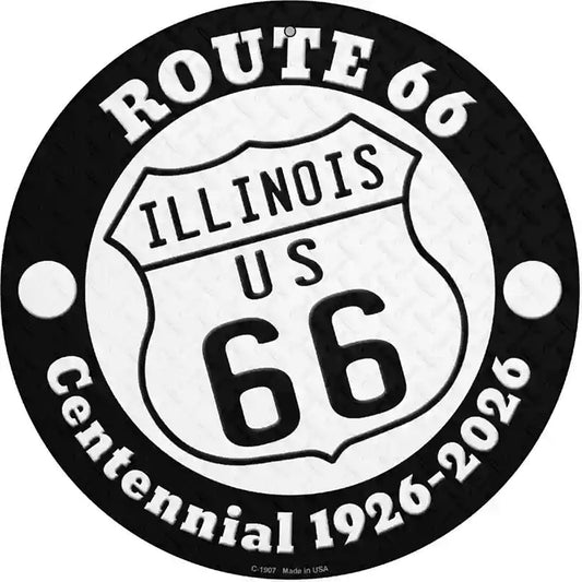 Illinois Route 66 Centennial Novelty Metal Circle Sign