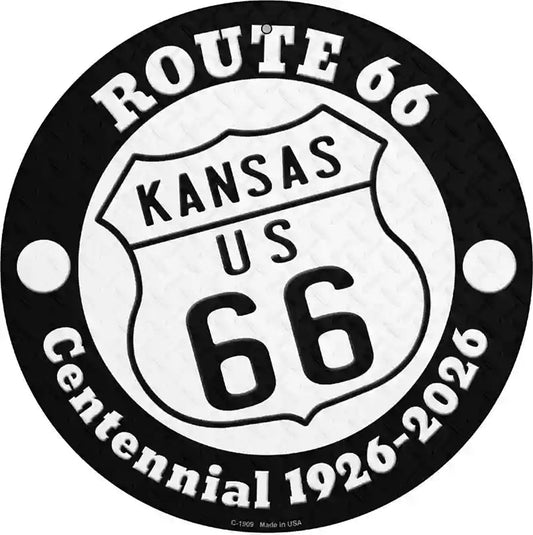 Kansas Route 66 Centennial Novelty Metal Circle Sign