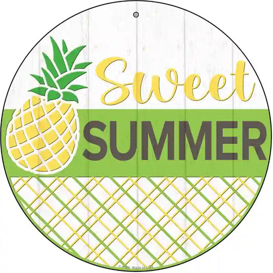 Sweet Summer Pineapple Novelty Metal Circle Sign