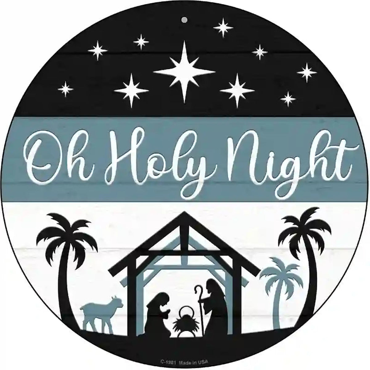 Oh Holy Night Novelty Metal Circle Sign