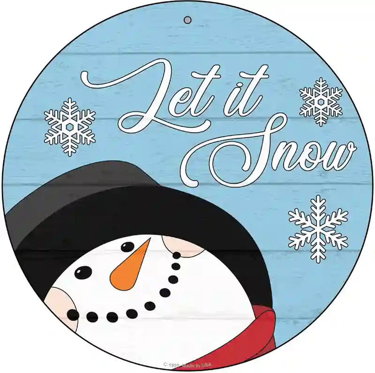 Let It Snow Blue Novelty Metal Circle Sign