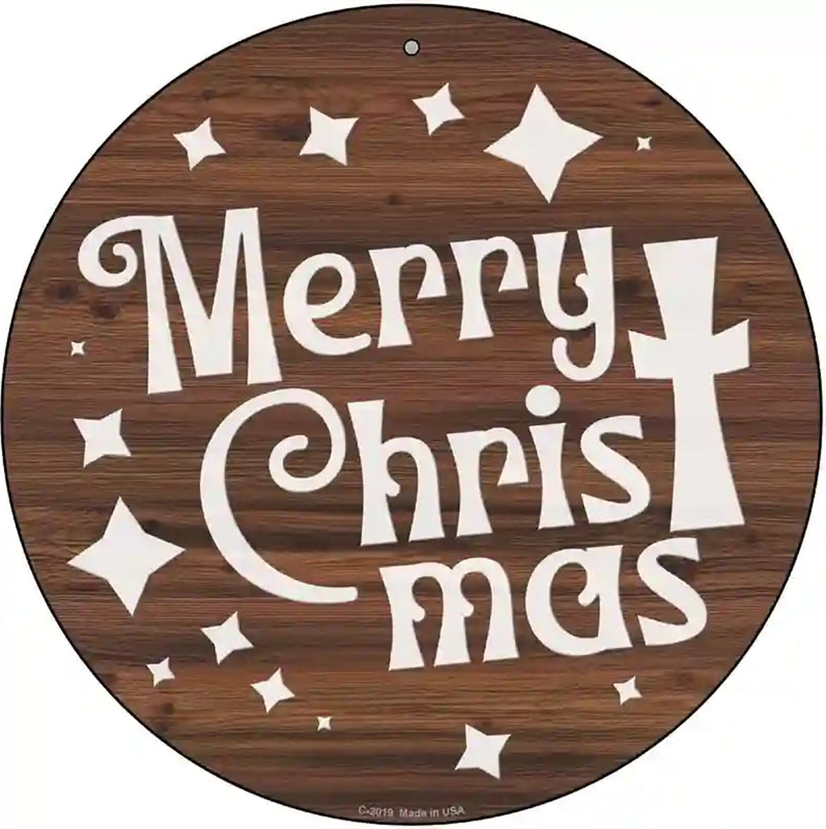 Merry Christmas with Cross Novelty Metal Circle Sign