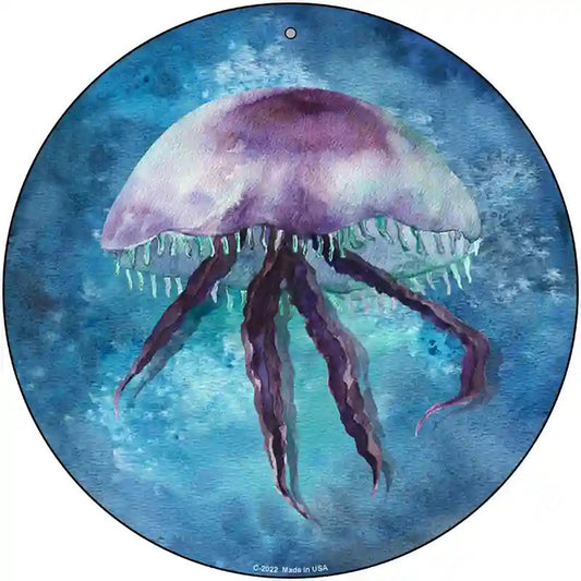 Jellyfish Blue Novelty Metal Circle Sign