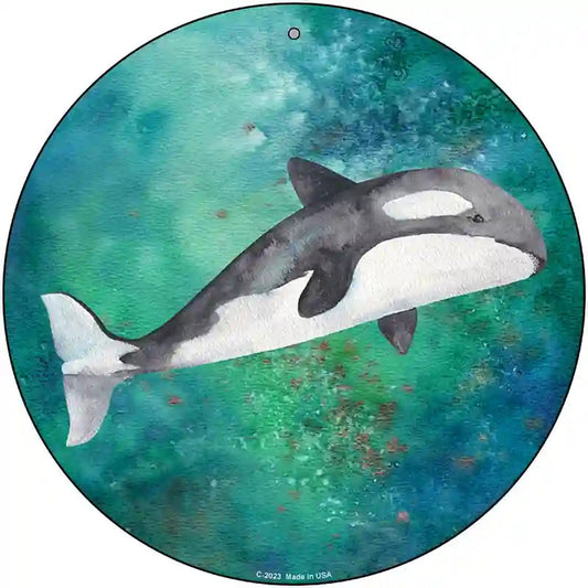 Whale Aqua Novelty Metal Circle Sign