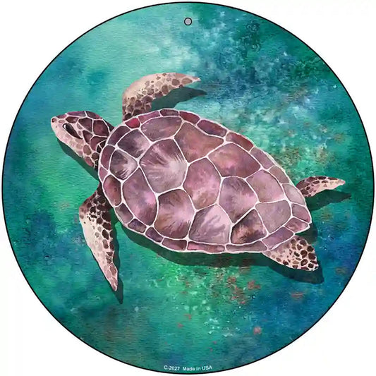 Sea Turtle Aqua Novelty Metal Circle Sign