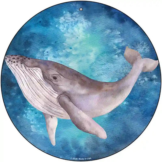 Humpback Whale Blue Novelty Metal Circle Sign