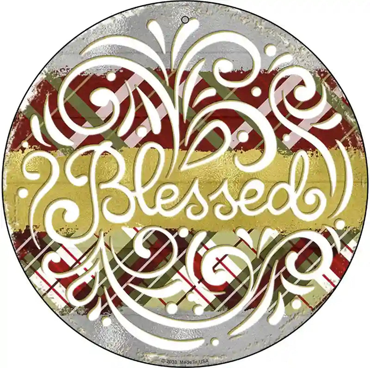 Blessed Christmas Novelty Metal Circle Sign