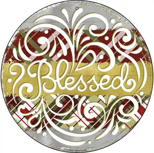 Blessed Christmas Novelty Metal Circle Sign