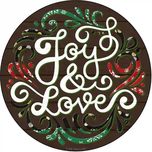 Joy and Love Christmas Novelty Metal Circle Sign